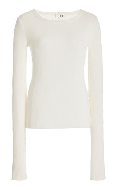 Éterne Long Sleeve Cotton-blend Top In White