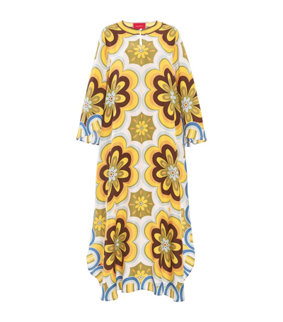 La Doublej Flying Silk Maxi Kaftan Dress In Dark Musta