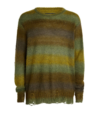 Song For The Mute Striped Crew-neck Jumper In Green