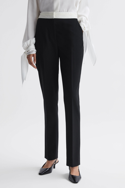 Reiss Black Tapered Contrast Waistband Trousers