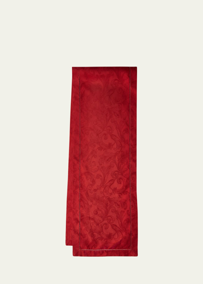 Sferra Plume Jacquard 108"l Table Runner In Garnet