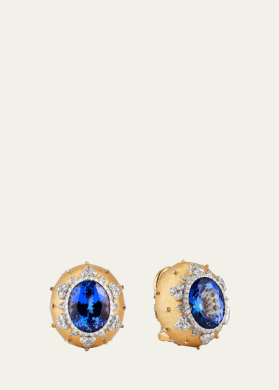 Buccellati 18k Gold Macri Color Earrings With Tanzanite And Diamonds