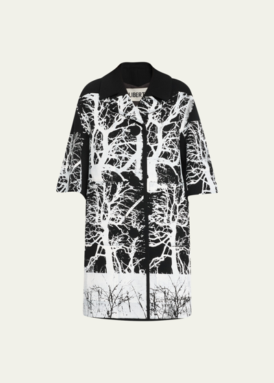 Libertine Midnight Forest Printed Patch Pocket Coat In Black