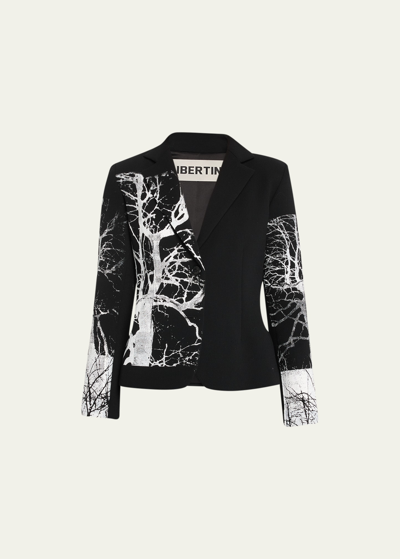 Libertine Midnight Forest Crystal-embellished Short Wool Blazer In Black