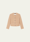 Theory Holiday Tweed Cropped Jacket In Palomino