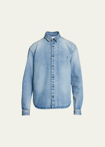 SAINT LAURENT MEN'S DENIM SHIRT