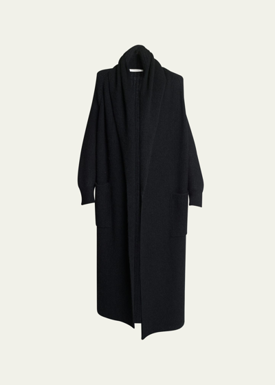 Saint Laurent Men's Long Wool-blend Cardigan In Nero