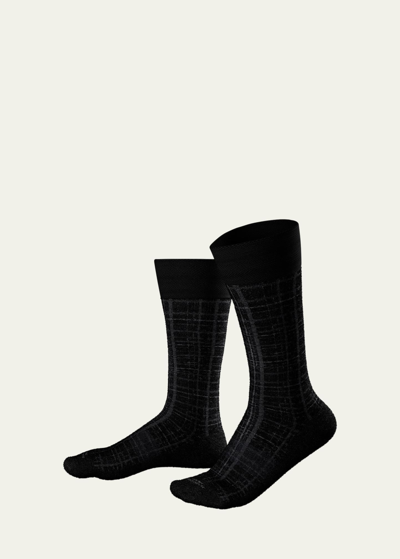 Marcoliani Men's Tartan Check Mid-calf Socks In 008 White