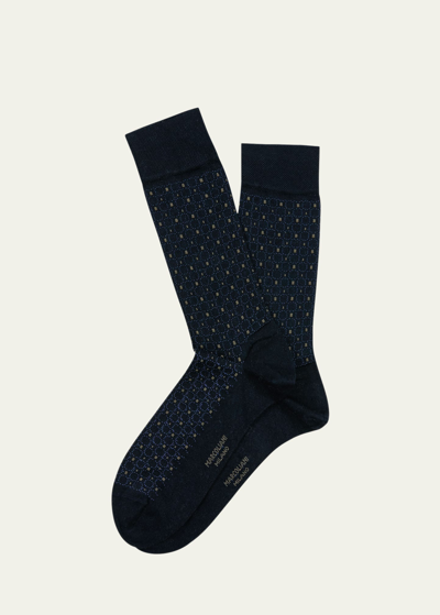 Marcoliani Men's Mousse Of Modal Mid-calf Socks In 001 Navy