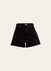 Frame Le Simone Distressed Denim Shorts In Film Noir