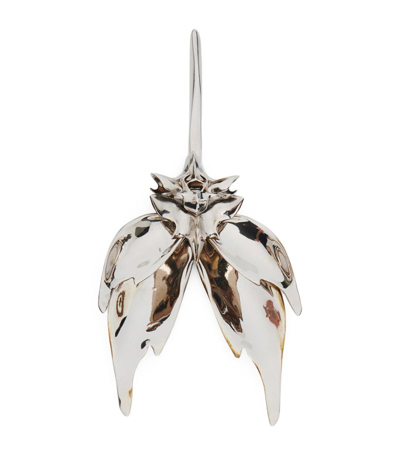 Alexander Mcqueen Orchid Earrings In Antique Silver