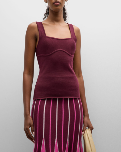 Gabriela Hearst Zayid Curved-seam Knit Tank Top In Deep Bordeaux