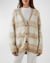 Rails Runi Plaid V-neck Cardigan In Ivory Sand Plaid