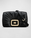 Roger Vivier Stylish Black Leather Handbag With Metal Buckle And Versatile Straps In Black