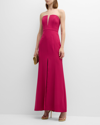 Liv Foster Strapless Front-slit Twill Gown In Matador Red