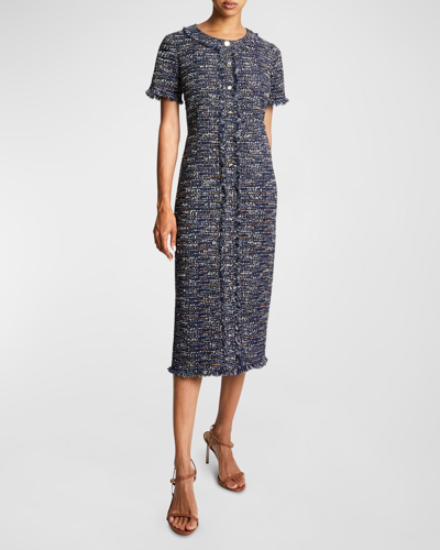 knit midi dress pink Marienne Ribbed Knit Midi Dress in pink garnet