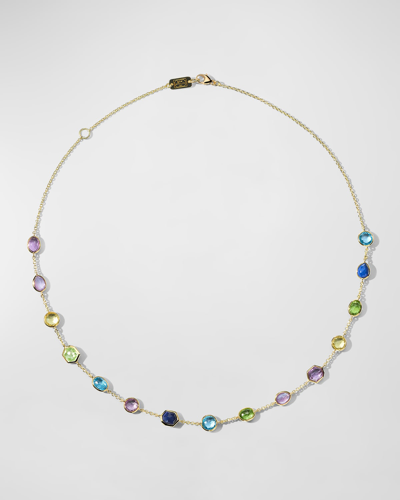 Ippolita 18k Gold Rock Candy 19-stone Station Chain Necklace In Multi/gold