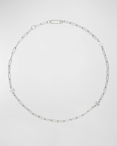 Tory Burch Good Luck Chain Necklace In Tory Silver