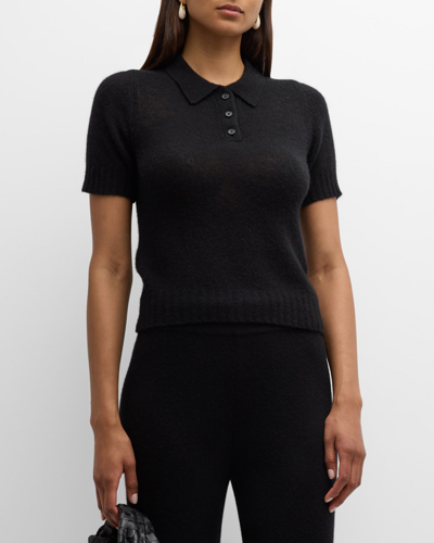 Naadam Featherweight Cashmere Polo In Black