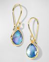 IPPOLITA 18K GOLD ROCK CANDY TEARDROP EARRINGS IN ROCK QUARTZ MOP AND LAPIS TRIPLET