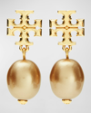 Tory Burch Kira Genuine Pearl Drop Earrings In Tory Gold / Rose