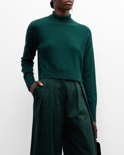 Sablyn Sable Cashmere Turtleneck Cropped Sweater In Deep Forest