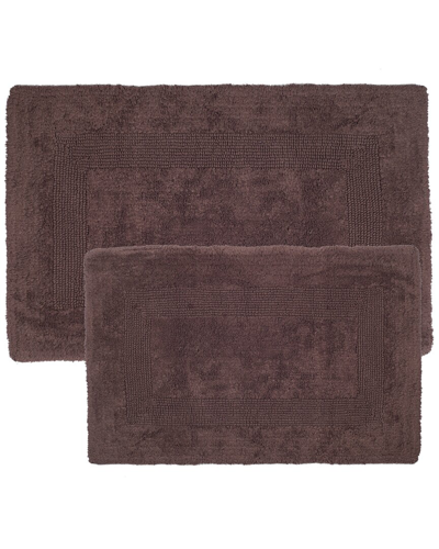 Lavish Home 2pc Cotton Plush Bathroom Mat Rug Set In Chocolate