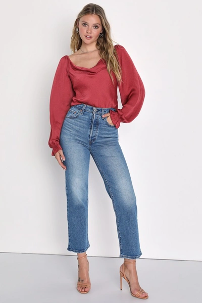 Levi's Ribcage High Waist Straight Leg Jeans In Slate Blue
