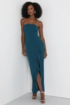 Lulus After Hours Blush Teal Blue Strapless Ruffled Maxi Dress In Teal