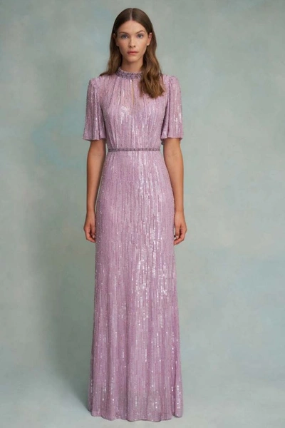 Jenny Packham Viola Rose Gown In Pink