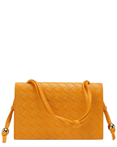 Tiffany & Fred Woven Leather Shoulder Bag In Orange