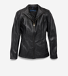 COLE HAAN COLE HAAN WING COLLAR LEATHER JACKET