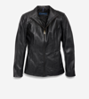 Cole Haan Leather Stand Collar Jacket