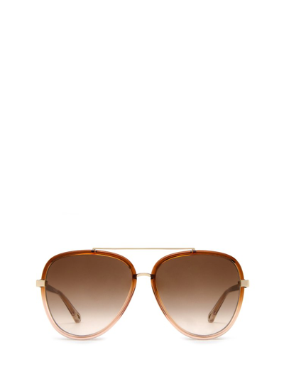 Chloé Eyewear Aviator Frame Sunglasses In Brown