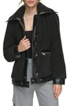 Andrew Marc Zepita Faux Shearling Bomber Jacket In Black
