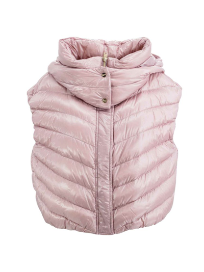 Herno Glossy Finish Cropped Down Gilet In Pink
