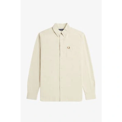 Fred Perry Oxford Logo-embroidered Cotton Shirt In Oatmeal