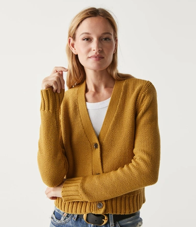 Michael Stars Fran Cropped Cardigan In Dark Turmeric