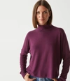 Michael Stars Frida Mock Neck Top In Plum