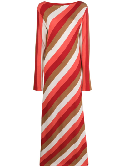 LA DOUBLEJ SWING STRIPED KNIT MAXI DRESS