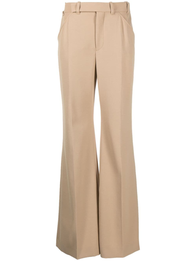 Chloé Flared Off-centre Fastening Trousers In Neutrals