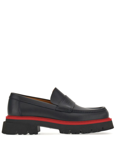 Ferragamo Contrasting-sole Leather Loafers In 黑色