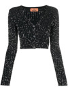 Missoni V-neck Paillette Rib Crop Cardigan In 黑色
