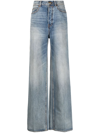 Zimmermann Faded High-rise Wide-leg Jeans In 蓝色