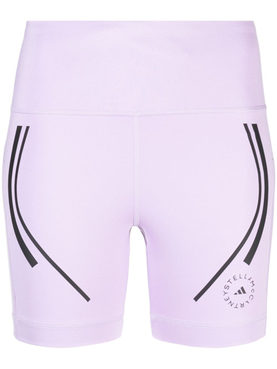 Adidas By Stella Mccartney Truepace Stripe-detail Cycling Shorts In Purgl