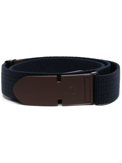 Tod's Greca Pebbled-texture Belt In Blue