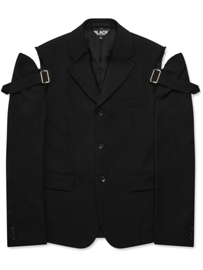 Black Comme Des Garçons Cut-out Buckle-detail Blazer In Black