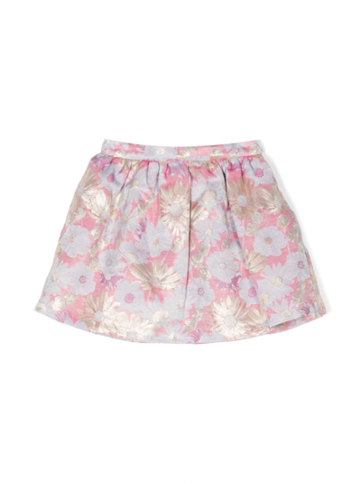 Hucklebones London Floral-print Pleated Skirt In 粉色