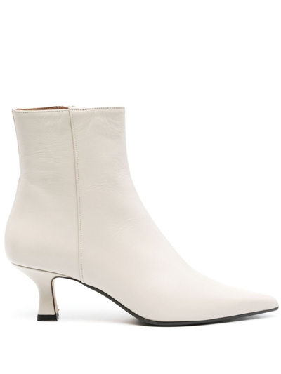 Roberto Festa White Leather Luna Ankle Boot In Bianco