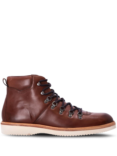 Ted Baker Hiker Leather Ankle Boots In Brown